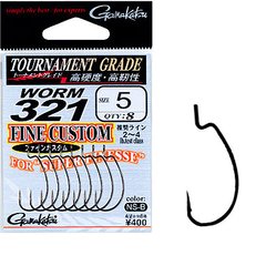 Крючок Gamakatsu Worm 321 Fine Custom №6(8шт)