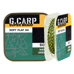 Поводочный материал GC G.Carp Super Braid Soft Flat X4 50м 15lb Weed Green NEW 2024