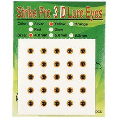 Глаза Strike Pro 3D для воблера 4мм желтые