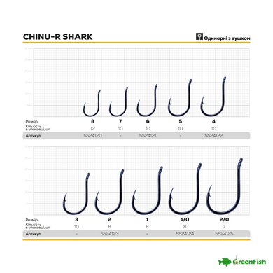 Гачок BKK Chinu-R Shark №1/0 (8шт)