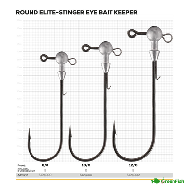 Джиг-голівка BKK Round Elite-Stinger Eye Bait Keeper 5г №10/0 (2шт)