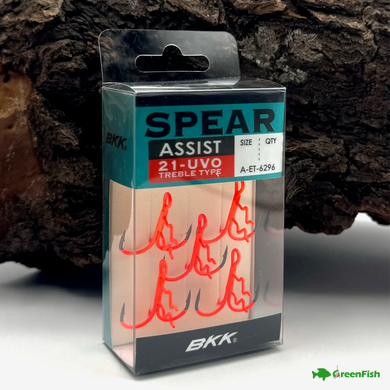 Гачок потрійний для стінгера BKK Treble Assist Spear-21 UVO Orange №1/0 (4шт)
