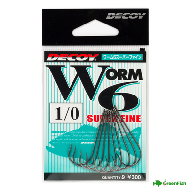 Крючок Decoy Worm 6 Super Fine №2/0(9шт)