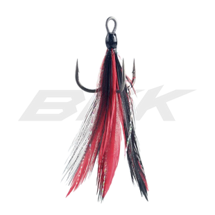 Гачок потрійний з оперенням BKK Treble Feathered Spear-21 SS №2 Red-Black (3шт)