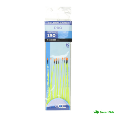 Кивок лавсановий GC N-Ice Spring Bobber Pro 120мм 0.1-0.2г Yellow (10шт)