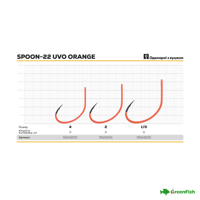 Гачок BKK Spoon-22 UVO Orange №1/0 (8шт)