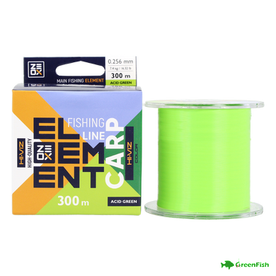 Леска ZEOX Hi-Viz Element Carp 300м Acid Green 0.256мм