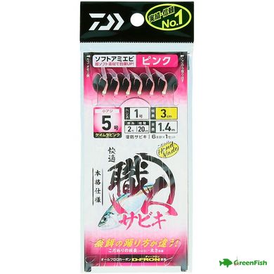 Самодур Daiwa Sabiki Soft Amiebi №6 Pink(6 крючков)NEW