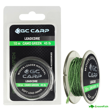 Лидкор GC G.Carp Leadcore 10м 50lb Caмo Green(со свинцом)