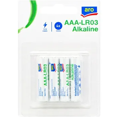 Батарейки Aro AAA, 4 шт, ALKALINE 1.5V (микро-пальчиковые)