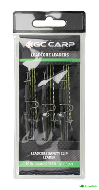 Оснастка GC Leadcore Safety Clip Leader(3шт)Caмo Green, 80